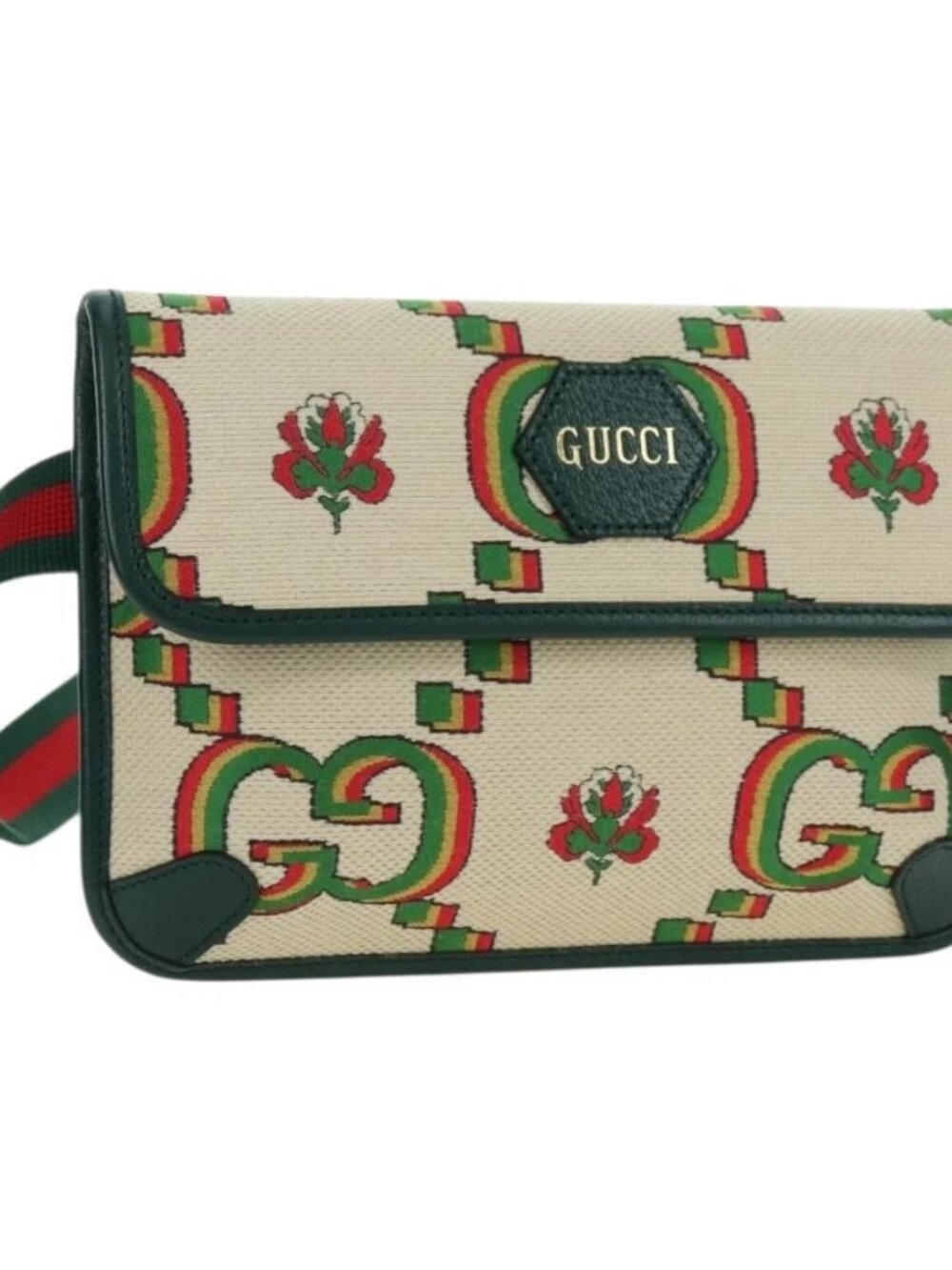 GUCCI Web Sherry Line Bag Canvas 100th Anniversary Beige 493930 Auth